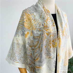 MaraSilk Pure Mulberry Silk-Wool Scarf - Square MS827