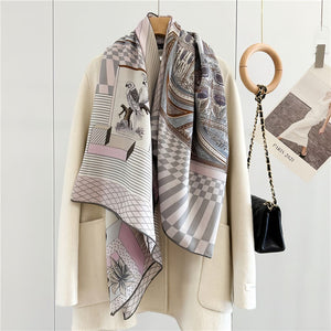 MaraSilk Pure Mulberry Silk-Wool Scarf - Square MS827