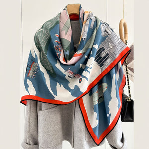 MaraSilk Pure Mulberry Silk-Wool Scarf - Square MS827