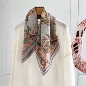 MaraSilk Pure Mulberry Silk-Wool Scarf - Square MS851