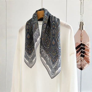 MaraSilk Pure Mulberry Silk-Wool Scarf - Square MS904