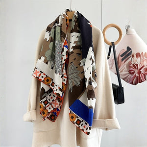 MaraSilk Pure Mulberry Silk-Wool Scarf - Square MS986