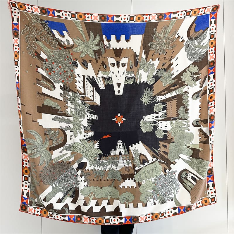 MaraSilk Pure Mulberry Silk-Wool Scarf - Square MS986 53" x 53" MS98601
