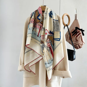 MaraSilk Pure Mulberry Silk-Wool Scarf - Square MS987