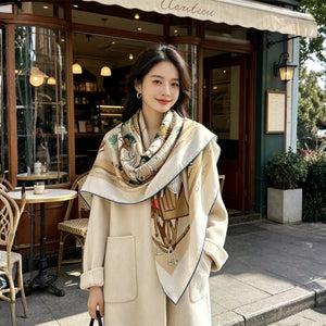 MaraSilk Pure Mulberry Silk-Wool Scarf - Square MS987