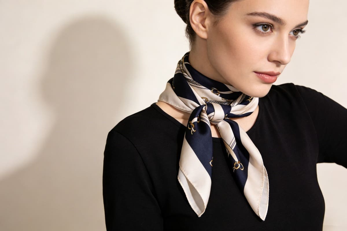 luxury silk scarf trends 2026 elegant woman styling silk scarf