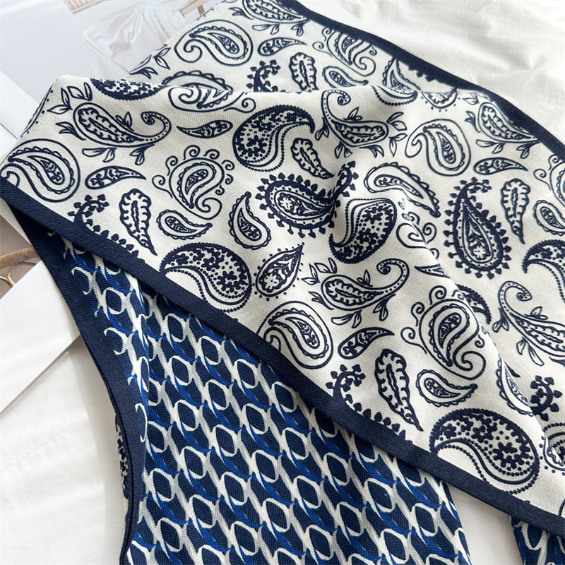 MaraSilk Pure Mulberry Silk-Wool Scarf - Ribbon MS905