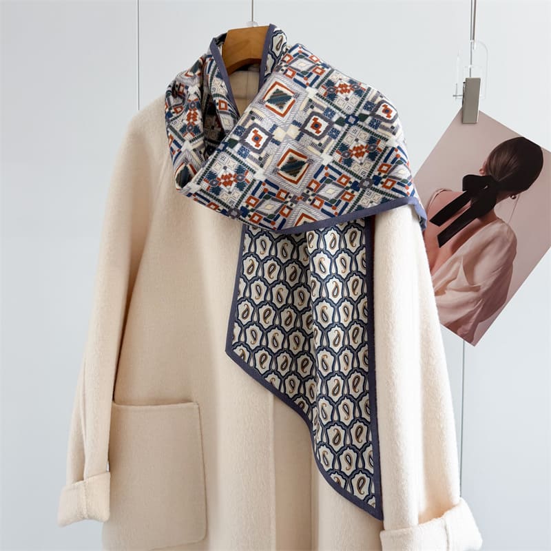 MaraSilk Pure Mulberry Silk-Wool Scarf - Ribbon MS919 57" x 10" MS91901