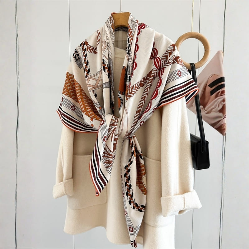 MaraSilk Pure Mulberry Silk-Wool Scarf - Square MS907