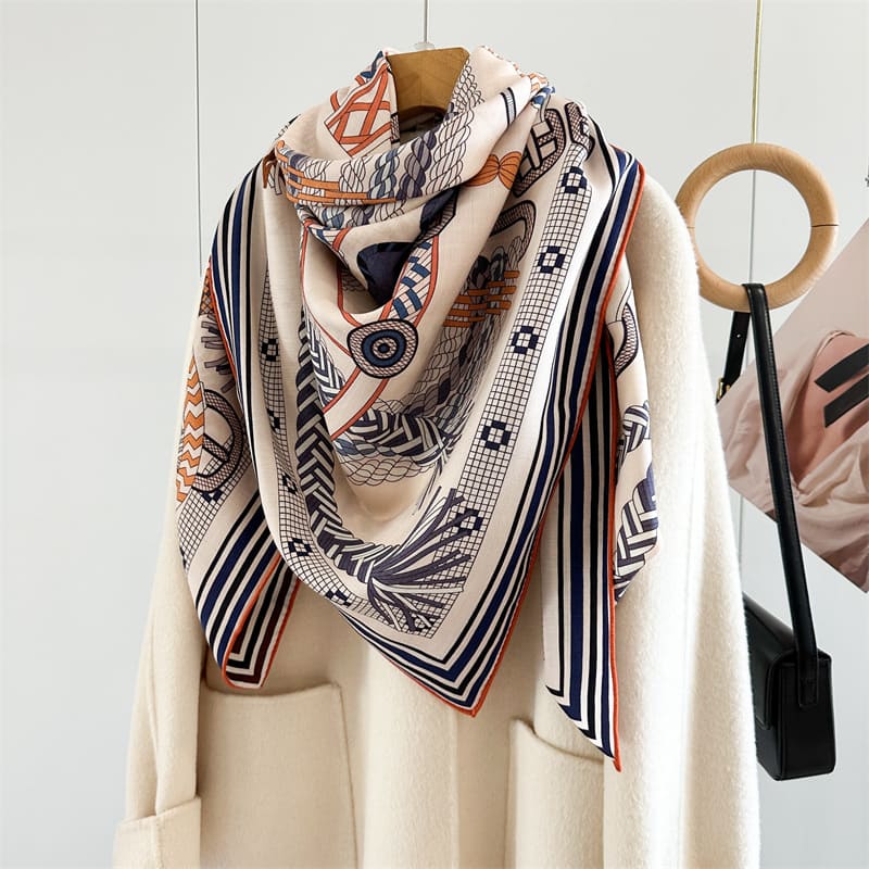 MaraSilk Pure Mulberry Silk-Wool Scarf - Square MS907