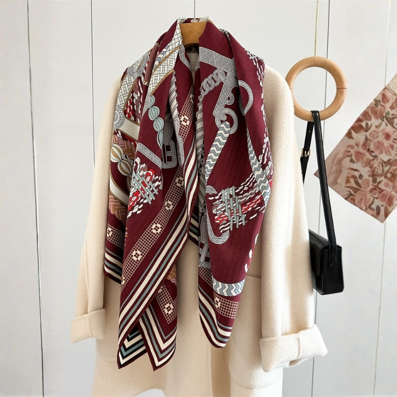 MaraSilk Pure Mulberry Silk-Wool Scarf - Square MS907