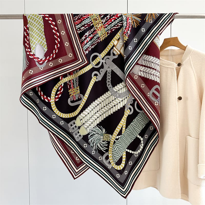 MaraSilk Pure Mulberry Silk-Wool Scarf - Square MS907