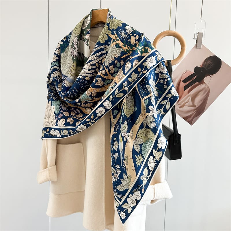 MaraSilk Pure Mulberry Silk-Wool Scarf - Square MS908