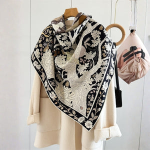 MaraSilk Pure Mulberry Silk-Wool Scarf - Square MS908