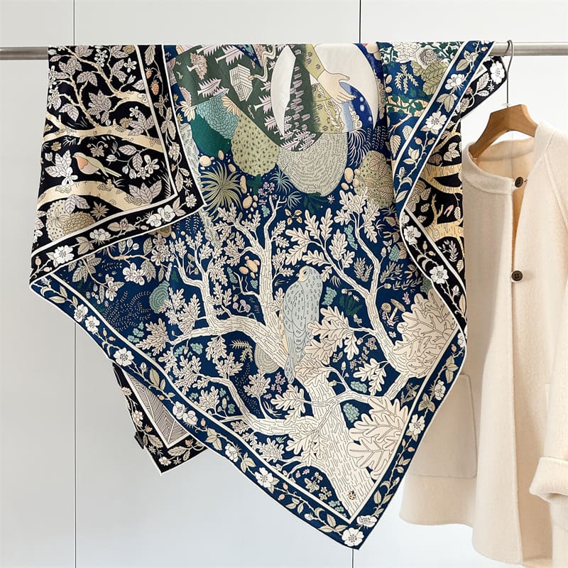 MaraSilk Pure Mulberry Silk-Wool Scarf - Square MS908