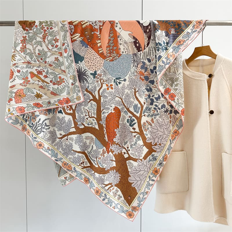 MaraSilk Pure Mulberry Silk-Wool Scarf - Square MS908