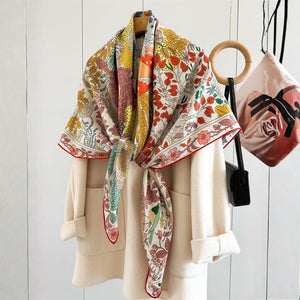 MaraSilk Pure Mulberry Silk-Wool Scarf - Square MS908