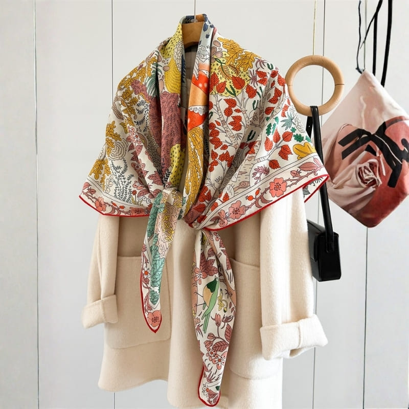 MaraSilk Pure Mulberry Silk-Wool Scarf - Square MS908