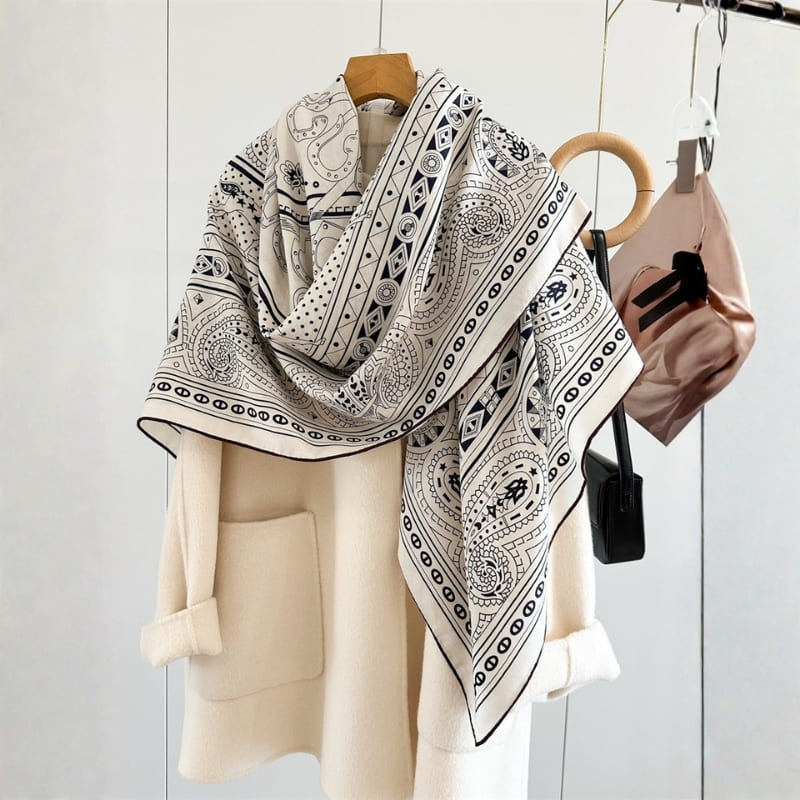 MaraSilk Pure Mulberry Silk-Wool Scarf - Square MS909