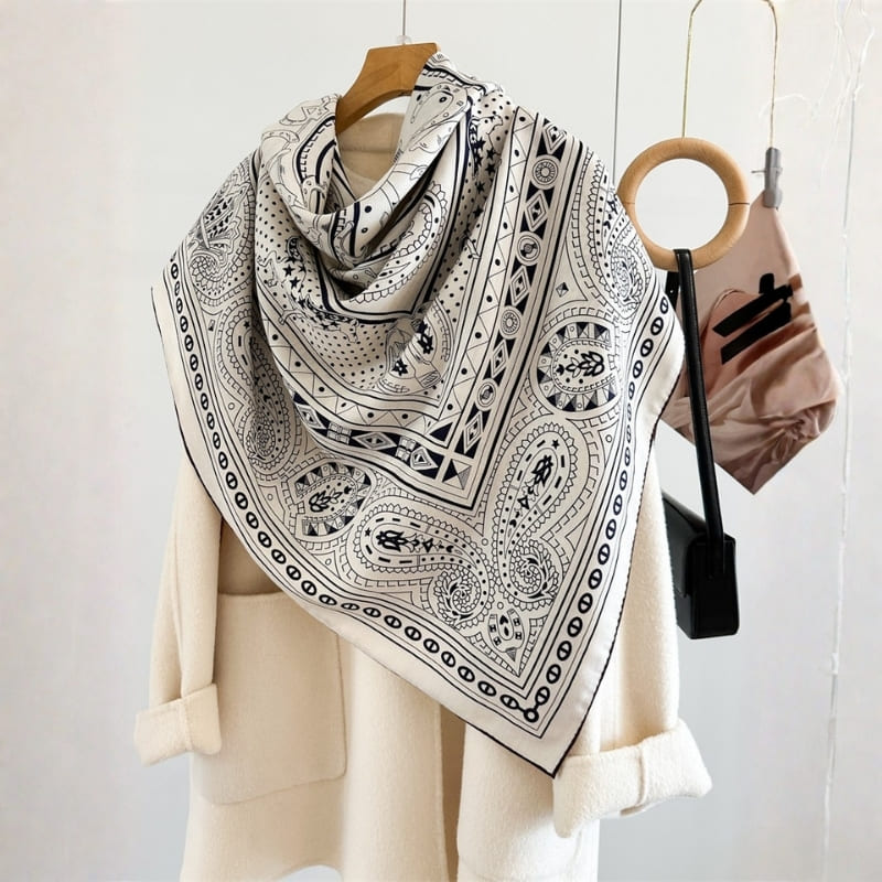 MaraSilk Pure Mulberry Silk-Wool Scarf - Square MS909