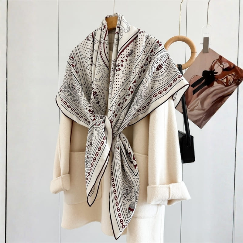 MaraSilk Pure Mulberry Silk-Wool Scarf - Square MS909