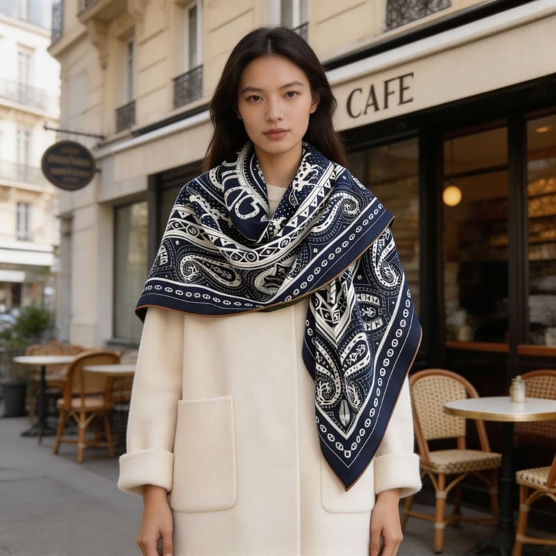 MaraSilk Pure Mulberry Silk-Wool Scarf - Square MS909