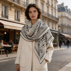 MaraSilk Pure Mulberry Silk-Wool Scarf - Square MS909