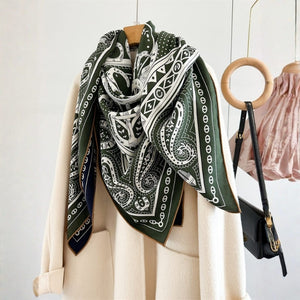 MaraSilk Pure Mulberry Silk-Wool Scarf - Square MS909