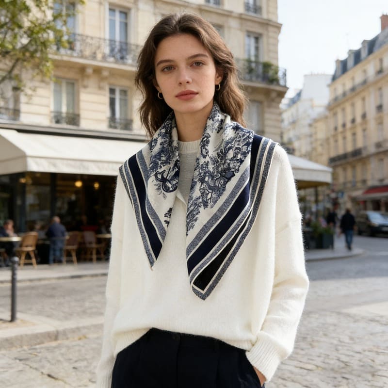 MaraSilk Pure Mulberry Silk-Wool Scarf - Square MS911