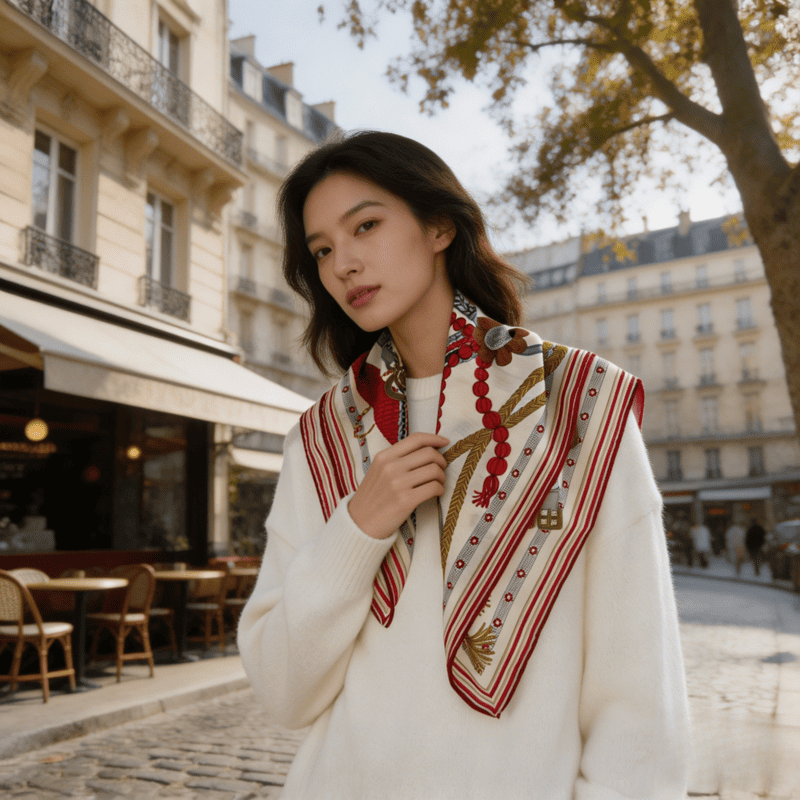MaraSilk Pure Mulberry Silk-Wool Scarf - Square MS912