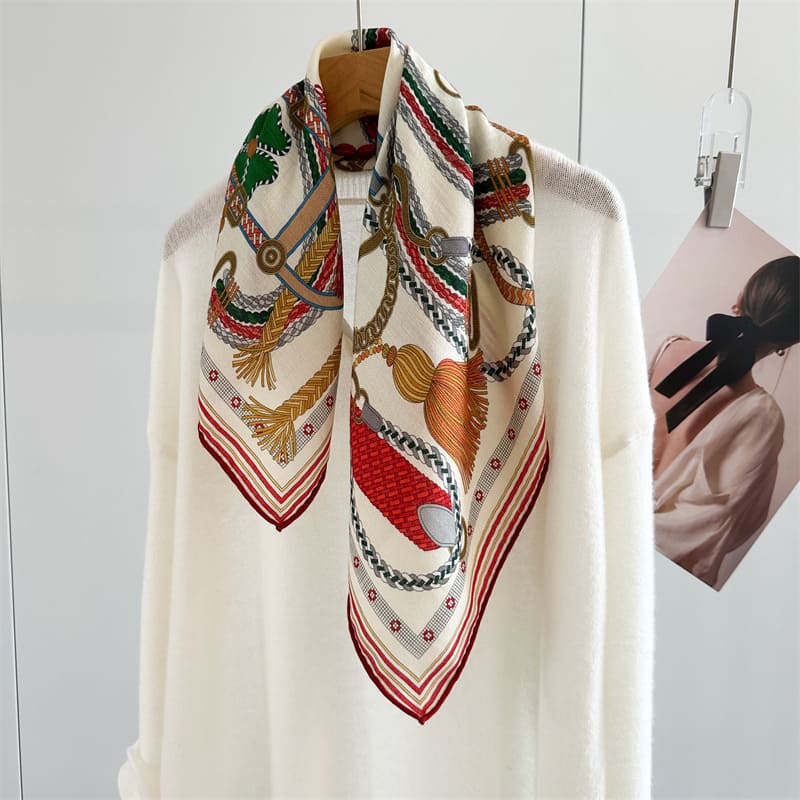 MaraSilk Pure Mulberry Silk-Wool Scarf - Square MS912