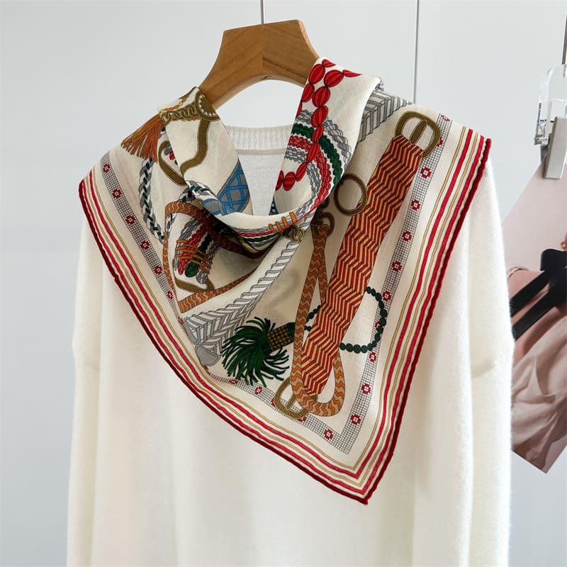 MaraSilk Pure Mulberry Silk-Wool Scarf - Square MS912