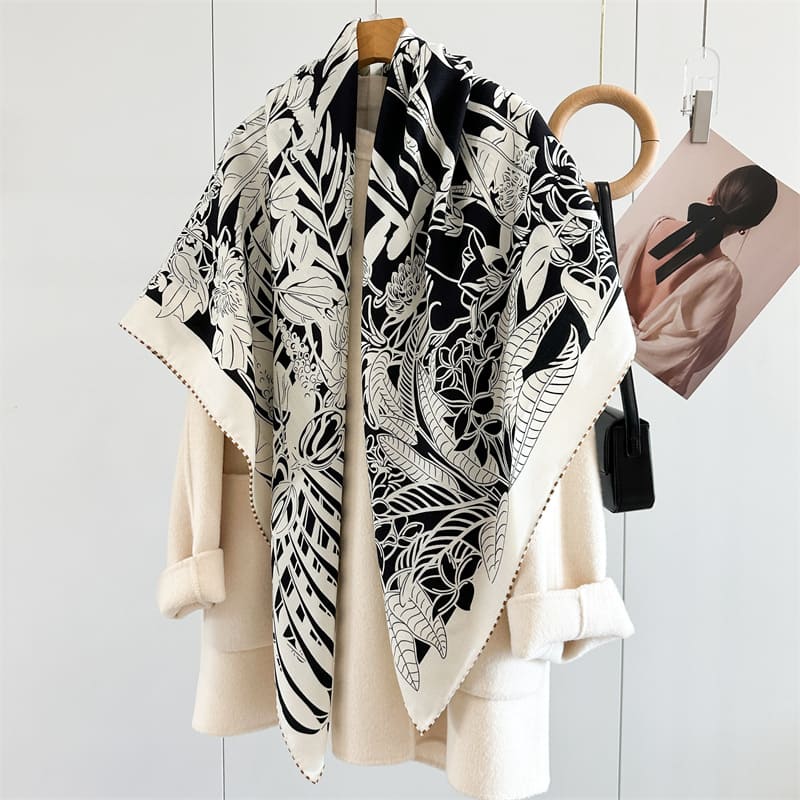 MaraSilk Pure Mulberry Silk-Wool Scarf - Square MS914
