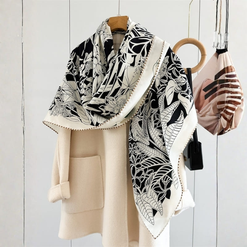 MaraSilk Pure Mulberry Silk-Wool Scarf - Square MS914