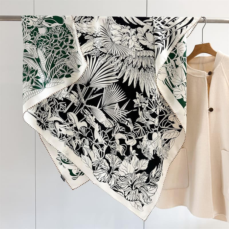 MaraSilk Pure Mulberry Silk-Wool Scarf - Square MS914