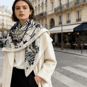 MaraSilk Pure Mulberry Silk-Wool Scarf - Square MS914