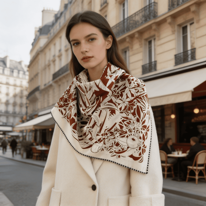 MaraSilk Pure Mulberry Silk-Wool Scarf - Square MS914