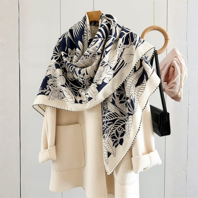 MaraSilk Pure Mulberry Silk-Wool Scarf - Square MS914
