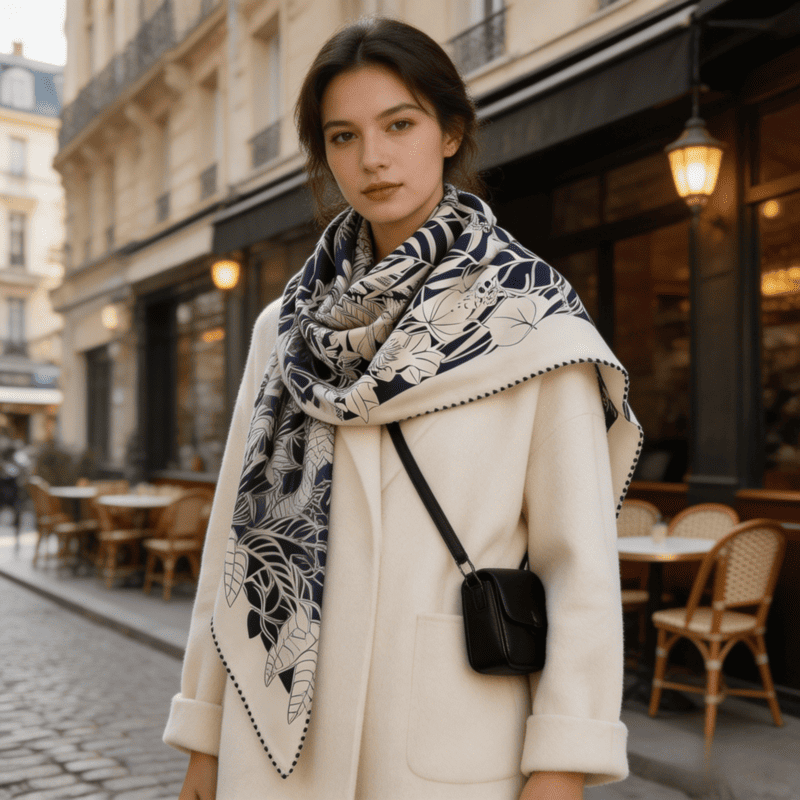 MaraSilk Pure Mulberry Silk-Wool Scarf - Square MS914