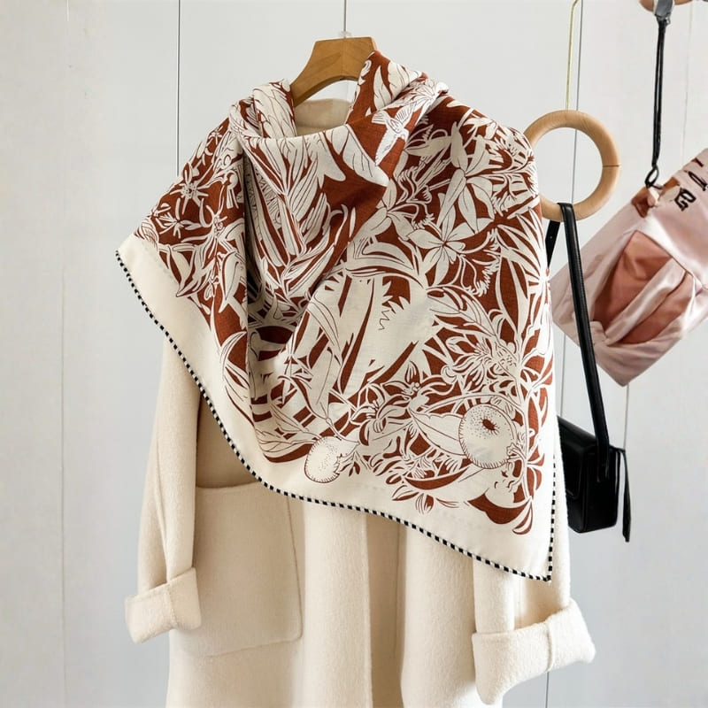 MaraSilk Pure Mulberry Silk-Wool Scarf - Square MS914