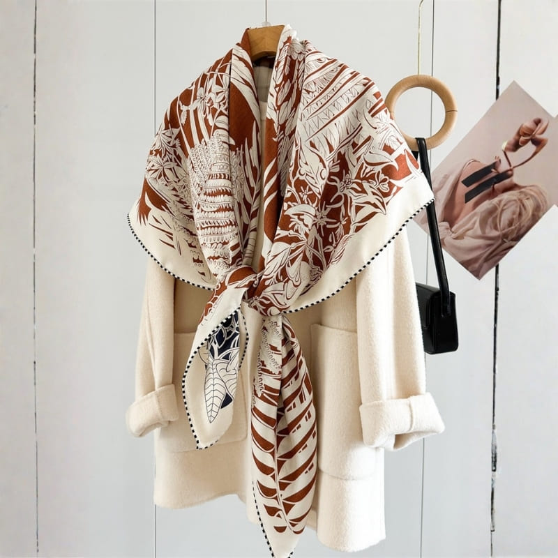 MaraSilk Pure Mulberry Silk-Wool Scarf - Square MS914