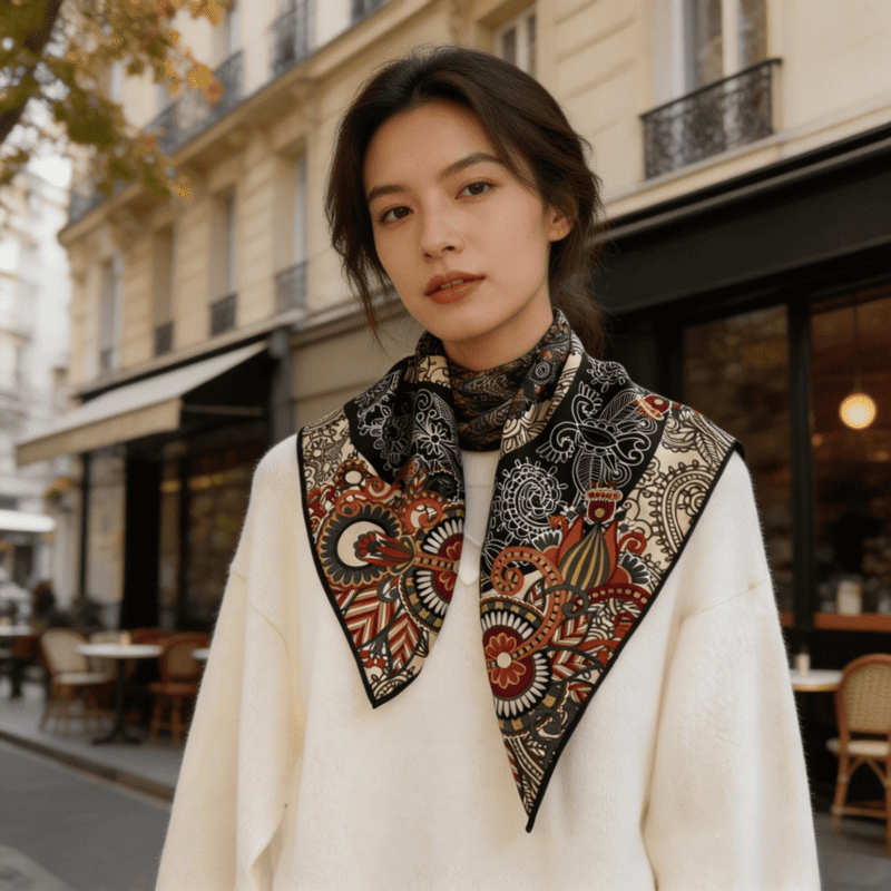 MaraSilk Pure Mulberry Silk-Wool Scarf - Square MS917