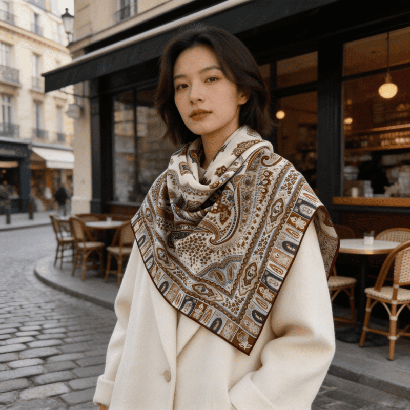 MaraSilk Pure Mulberry Silk-Wool Scarf - Square MS924