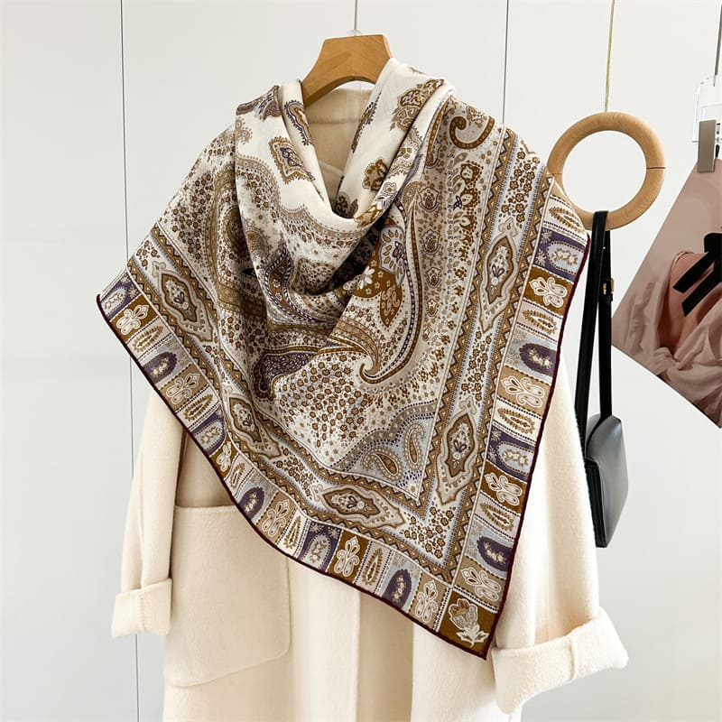MaraSilk Pure Mulberry Silk-Wool Scarf - Square MS924