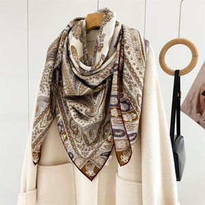 MaraSilk Pure Mulberry Silk-Wool Scarf - Square MS924