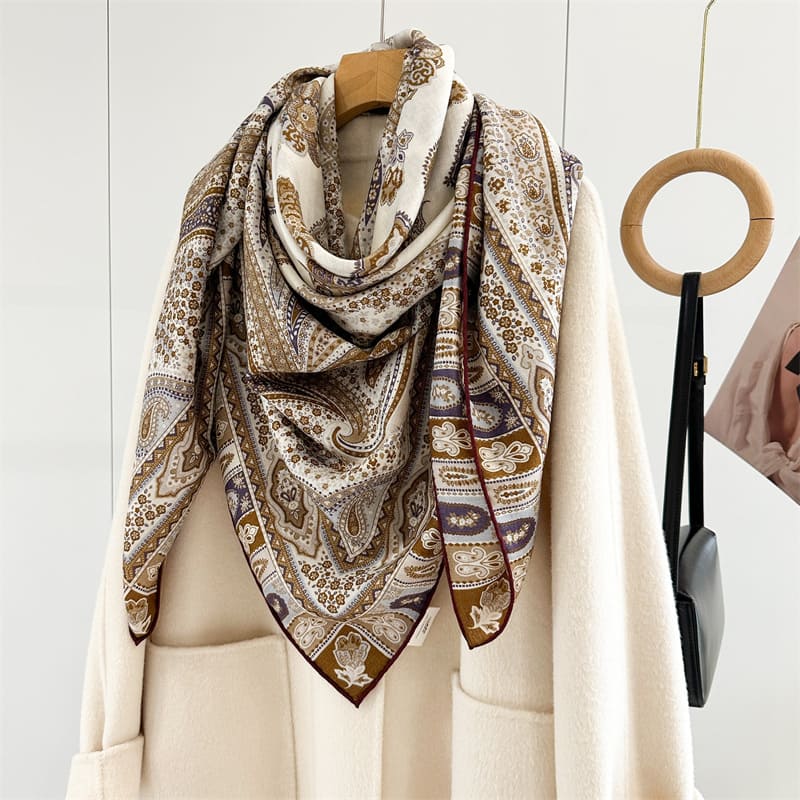 MaraSilk Pure Mulberry Silk-Wool Scarf - Square MS924