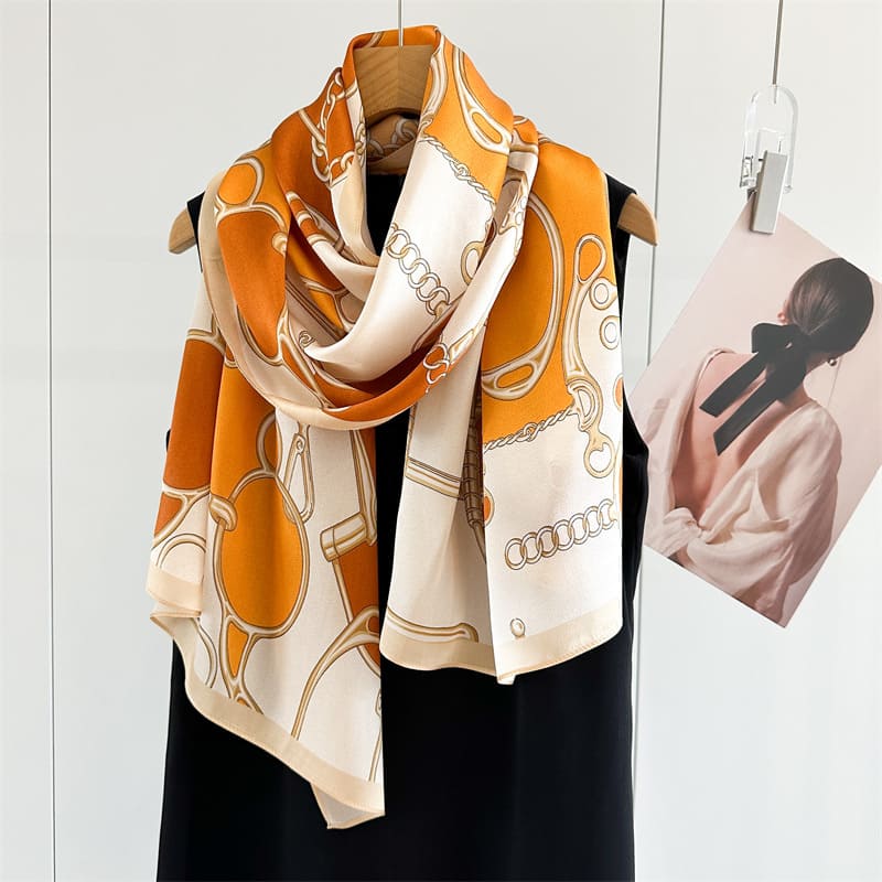 MaraSilk Pure Mulberry Silk Scarf - Oblong Crepe Satin MS1028