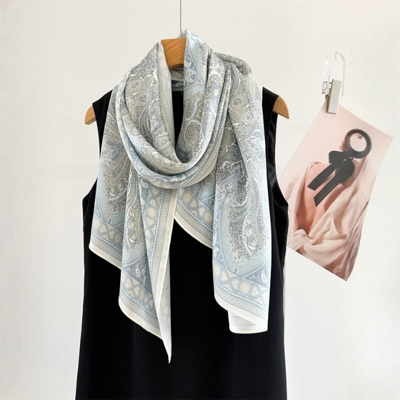 MaraSilk Pure Mulberry Silk Scarf - Oblong Crepe Satin MS1029