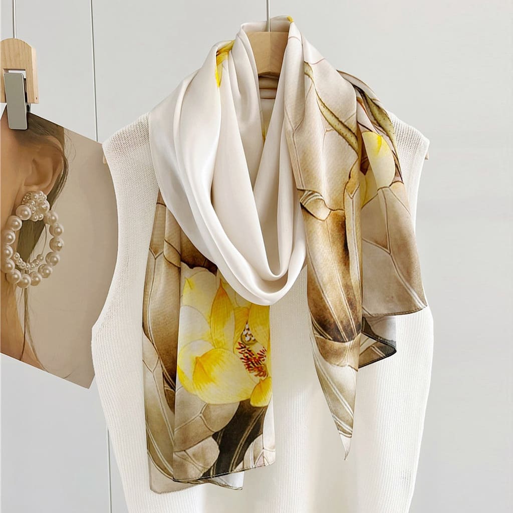 MaraSilk Pure Mulberry Silk Scarf - Oblong Crepe Satin MS602