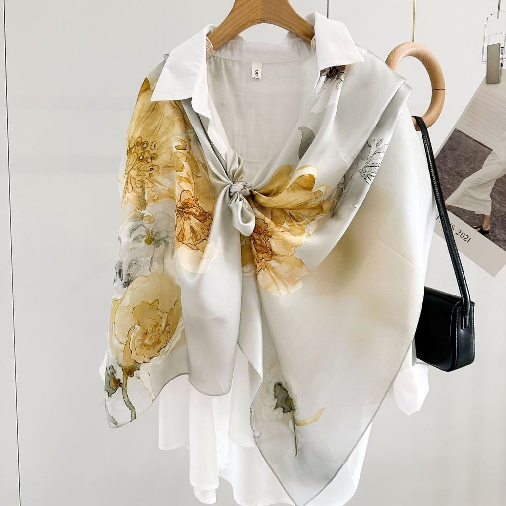 MaraSilk Pure Mulberry Silk Scarf - Oblong Crepe Satin MS602